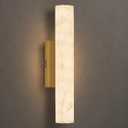 Alabaster Wall Sconce, 20in Linear Gold Brass Wall Sconces, Luxury Marble Look Bathroom Vanity Light, 3000K Dimmable Hardwired Wall Lamp for Living Room Bedroom Hallway, 1 Pack, Faux Alabaster