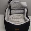 JOEJOY Elevated Dog Car Seat for Small/Medium Dogs up to 35 lbs, Memory Foam Booster Seat with Detachable Washable Cover, Travel-Safe Car Bed with Safety Belts & Storage Pockets, Grey