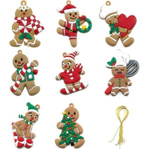 5 x Quacc 8 PCS Fun Christmas Gingerbread Man Ornaments for Xmas Tree Decoration, Soft Pliable Gingerbread People with String, Hanging Xmas Gingerbread Decorations for Holiday Party Gift