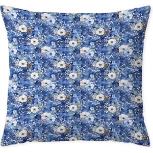 Deep Blue Christmas Flower Pillow Covers 18x18, Winter Christmas Decor, Cottagecore Winter Botanical Decorative Throw Pillow Covers for Couch Sofa Bedroom Living Room Home