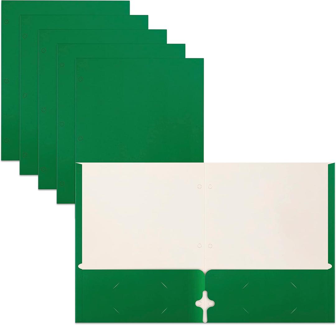 Better Office Products Two Pocket Portfolio Folders, 50-Pack, Green, Letter Size Paper Folders, 50 Pieces, Green, Paper folders with Pockets