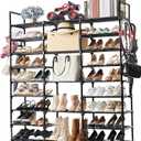 Mavivegue 9-Tier Metal Shoe Rack - Holds 50-55 Pairs, Tall Storage Shelf for Shoes, Boots, Entryway, Closet, Garage (Black)