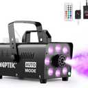 AGPTEK Smoke Machine, Fog Machine with 13 Colorful LED Lights Effect, 500W and 2000CFM Fog with 1 Wired Receiver and 2 Wireless Remote Controls, Perfect for Wedding, Halloween, Party and Stage Effect