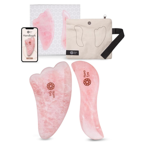 Gua Sha Facial Tools - Rose Quartz Gua Sha Stone for Body Massage, Physical Therapy & Skincare - Includes Massage Tool, Protective Case & E-Book