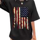 American Flag Shirts Women Patriotic Shirt USA Flag Stars Stripes Print Sleeveless T-Shirt 4th of July Tee Tops(7Dark Grey, M)