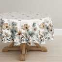 Horaldaily Vintage Tablecloth 60x60 Inch Round, Watercolor Flowers Washable Seasonal Table Cover for Party Picnic Dinner Decor (Beige)