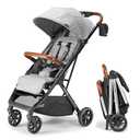 Bombi Bbee V2 Lightweight Baby Stroller - Premium Vegan Leather, One-Hand Fold, Infinite Recline, Aircraft-Grade Aluminum Frame, XXL Canopy, and Ample Storage Umbrella Stroller - Stone Gray
