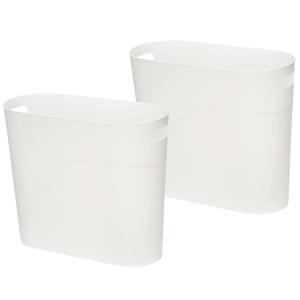 ROYFACC Small Trash Can Plastic Bathroom Wastebasket 3.2 Gallon Slim Garbage Container Bin with Handle for Home Kitchen Bathroom Bedroom Office, 2 Pack (White)