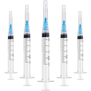 100 Pack 2.5ml Syringes with Needle, 23Ga 1 Inch Needle Luer lock Syringe, Disposable Plastic Syringe for Liquids Measuring and Dispensing