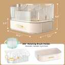 Makeup Organizer Countertop with 360 Rotating Brush Holder, Make Up Organizers For Vanity With Drawer, Bathroom Countertop Skincare Organizer And Storage