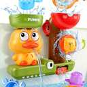 Baby Bath Toys for Kids Ages 1-3 Waterfall Duck Toddler Bath Toys with 3 Stacking Cups Sensory Shower Bathtub Toys for 12+ Months Boys Girls Birthday Gifts with Strong Suction Cups