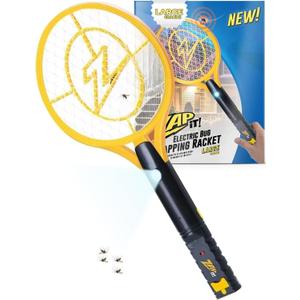 ZAP IT! Rechargeable Electric Fly Swatter Racket - 4,000-Volt Mosquito Zapper with USB Charging and LED Light - Large - Safe 3-Layer Mesh Bug Zapper Racquet for Indoors and Outdoors - Yellow