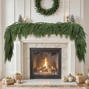 6Ft Artificial Christmas Garland, Real Touch Norfolk Pine Garland - Pine Garland, Greenery Christmas Garland for Mantle, Table, Fireplace, Indoor, Outdoor Christmas Decorations