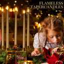 Macarrie 24 Packs Flameless Taper Candles Battery Operated Fake 11 Inch Long Candlelight LED Flameless Candlesticks Flickering Tapered for Spring Summer Wedding(Gold)