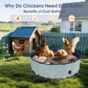 Chicken Dust Bath Tub, 31.5'' D * 7.9'' H Chicken Dust Bath Container with 16 Ground Stakes, Foldable Design, Tough PVC, Dust Bath for Chicks, Chicken House Cleaner Container, Chicken Coop Accessories