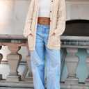 Saodimallsu Womens Cable Knit Cardigan Sweaters Fall Oversized Long Sleeve Button Open Front Knit Sweater Coats (Beige)