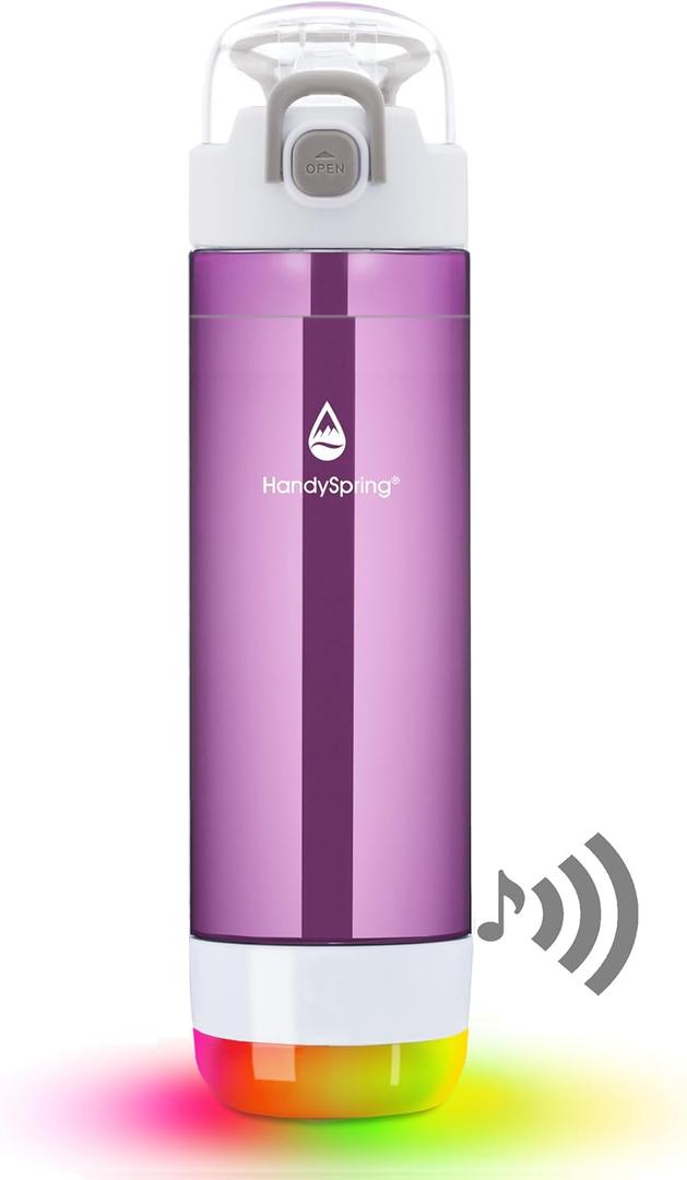 Smart Water Bottle with Reminder To Drink Water, Lights And Sound, Water Intake Tracker, Rechargeable, Tritan Plastic w/Straw, Gifts For Women, Men, Mom, Dad, Her, Him 26 Oz (purple)