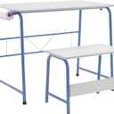 Project Center, Kids Craft Table with Bench In Blue / Spatter Gray 55126, 37.75"W x 21.75"D x 28"H