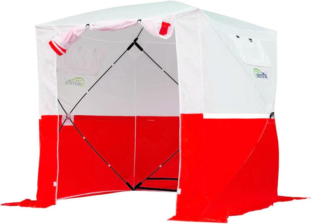 Goutime Professional Work Tent,Instant Pop-Up Canopy Tent 2x2m, Heavy-Duty Portable Shelter for Construction Site, Outdoor Workshop, Warehouse & Camping,Red, 7.2ft x 7.2ft x 6.6ft