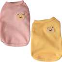 Cotton Dog Shirt Summer Lightweight Pet T-Shirts Soft Breathable Stretchy Cats Dogs Tee Shirt Sleeveless Vest Dog Apparel for Medium Small Dog Clothes (X-Small, 2PCS Yellow&Pink)