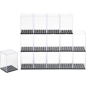 15PCS Minifigure Display Case for Lego Minifigure Clear Acrylic Building Block Display Box Storage for Action Figures Blocks Stackable Storage Case Gift for Lego Lovers (Black)