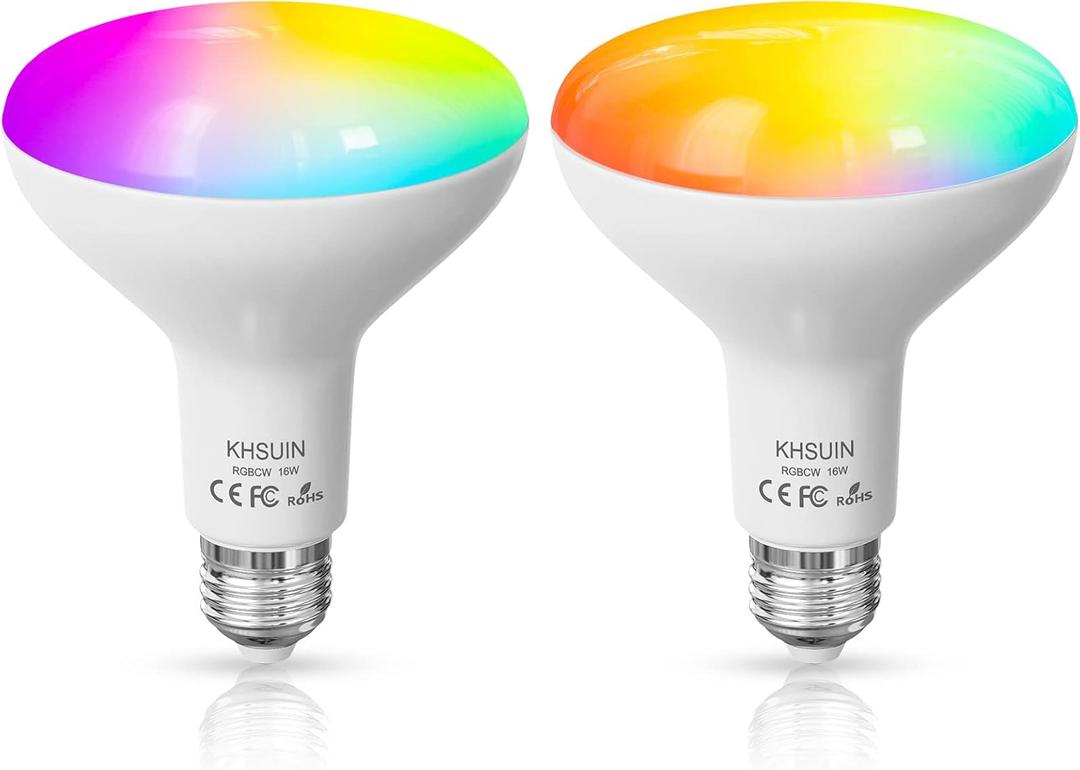Upgrade Smart Light Bulbs,16W 1600Lumen(150W Equivalent) Ultra Bright 2.4G WiFi BR30 Flood Smart Bulbs Work with Alexa,Google Home(No Hub Required),Full Color Changing Alexa Light Bulb,2 Pack