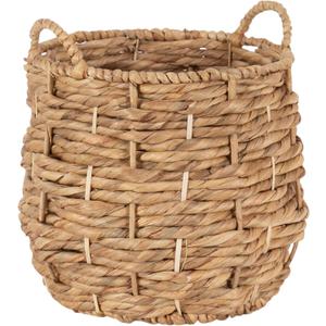 Kate and Laurel Livia Modern Woven Storage Basket, 13 x 13, Natural Water Hyacinth, Boho Wicker Basket for Use as Nursery Storage, Mini Laundry Basket, or Living Room Blanket Basket