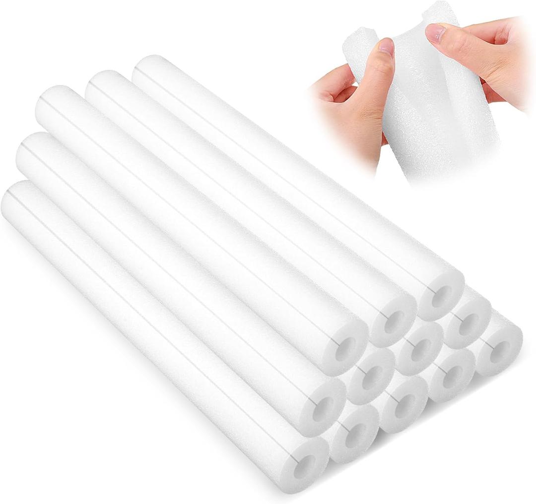 DoubleFill 12 Pcs Jumbo Pool Noodles Bulk Foam Noodles Swim Clamp Jumbo Hollow Foam Pre Slit Clamp Protection for Padding Bumper Swimming Floating Craft Projects
