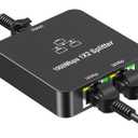 Ethernet Splitter 1 to 2 Out, 1000Mbps High Speed, RJ45 Splitter with USB Power Cable, Gigabit Internet Splitter Connector for Cat 5/5e/6/7/8 Cable, Black
