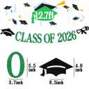 Class of 2026 Banner, Congrats Grad Bunting Sign for 2026 High School College Graduation Bachelor Master Party Decorations Supplies, Black and Green Glitter