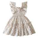 TTYAOVO Girl Floral Dress Ruffle Sleeves Casual Smocked Dresses Size 3Y(2-3 Years, 2138 Floral)