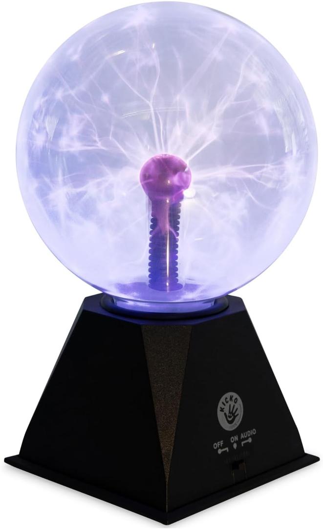 Kicko 10-Inch Plasma Ball - Blue Plasma Globe Touch and Sound Sensitive - Nebula Thunder Lightning Lamp Plug-in for Science Decor - Crystal Ball for Bedroom, Parties, Kids, and Home Decoration