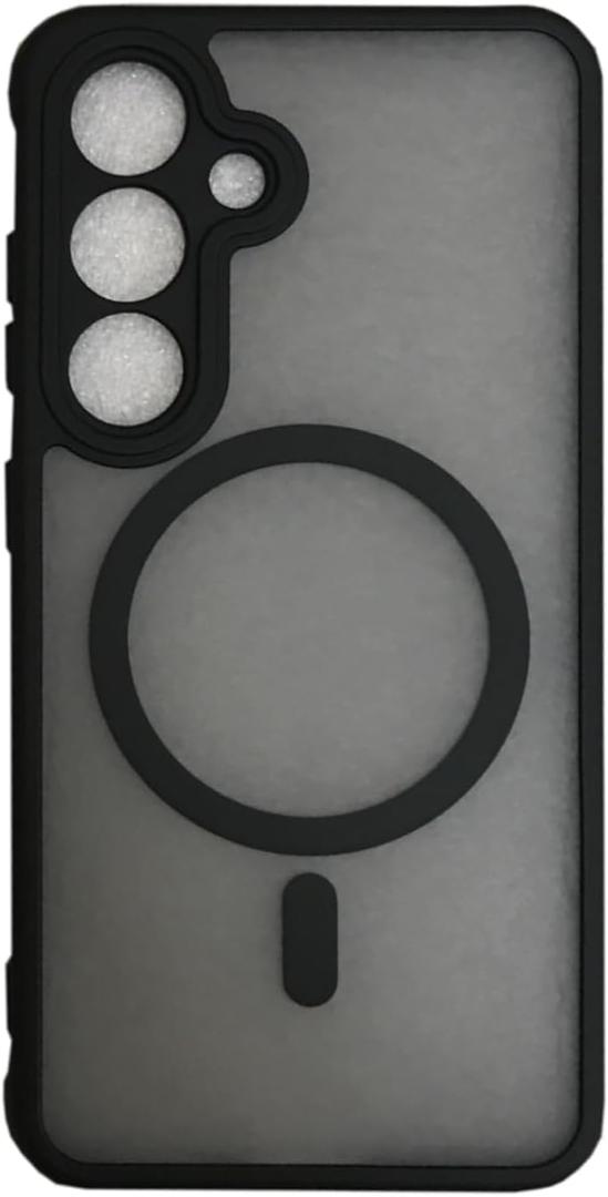Toppix Compatible with Samsung Galaxy S24, Case [MIL-Grade Shockproof & Compatible with MagSafe] Translucent Matte Hard Back Cover with Flexible TPU Bumper for Galaxy S24 (Black)