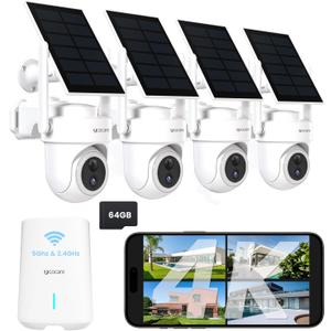 UCOCARE Home Security Camera System 4K, 8MP Solar Cameras Wireless Outdoor for Home Security with 64GB TF Card, Bastation, 300m WiFi Coverage, Built in Radar, 5G & 2.4G WiFi, Auto Tracking, 4 Cam-Kit