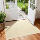 Softlife Faux Jute Washable Area Rug for Front Door Entryway, 3x5 Indoor Non Slip Small Mat for Kictchen Entry Bathroom, Small Solid Boho Natural Rugs for Inside Entrance Hallway, Cream Beige