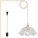 Plug in Pendant Light Fixtures,Hanging Light Fixture Transparent Glass Pendant Light 10.6in E26 Pendant Lighting for Kitchen Island, Bedroom, Dining Room, Living Room