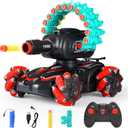 Rc Car Shoot Soft Bullet, Fits for Nerf, Rc Tank that Shoots, Battle ANK with Remote Control Tank that Shoots Foam Darts-Stunts,16Foam Darts- Birthday Presents For Kids 7 8 9 10 11 Year Old（red）