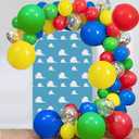 Arch Backdrop Cover Blue Sky White Clouds Background Boy Story Cartoon Hero Newborn Toy Theme Party Decoration Baby Shower Kids Birthday Decor Props (7.2FT)