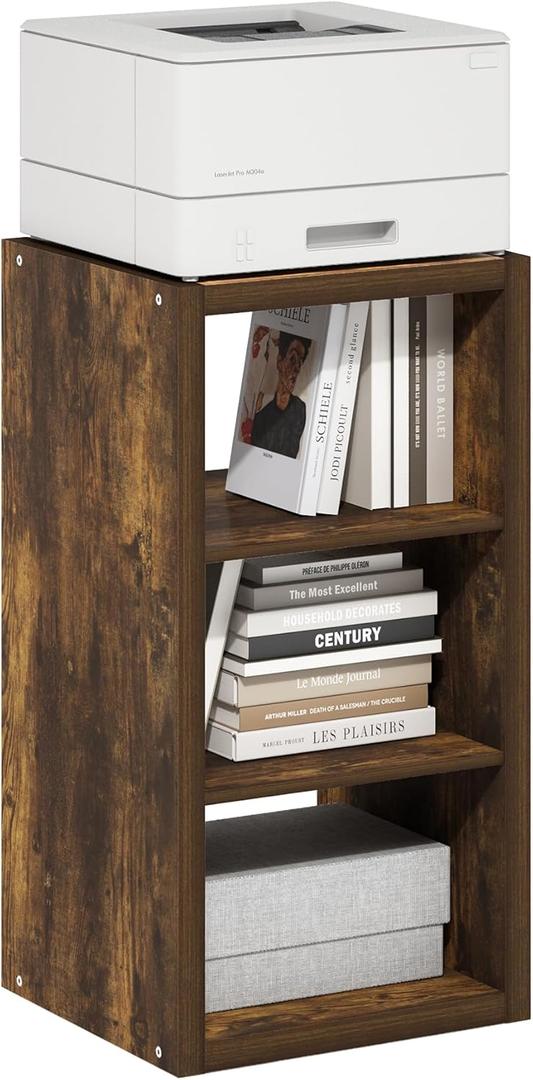 Furinno Cubicle Book Shelf, 3-Cube Bookshelf, Extra Thick Frame Horizontally & Vertically Reversible Bookcase with Open Back, 14.6" x 16" x 44", for Living Room, Bedroom, Home Office, Amber Pine