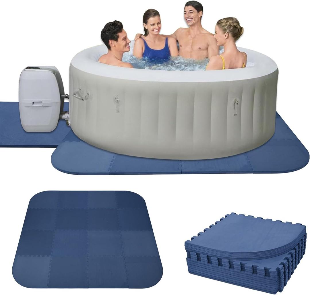 1/2" Extra Thick Hot Tub Mat & Pad for Inflatable Tubs - 85 Inch Non-Slip EVA Foam Padding, Spa Foundation for Outdoor Hot Tubs, Pool, Gym & Camping Mat (Easy Clean)