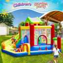 Mega Bounce House with Slide | 7-in-1 Inflatable Playground for Kids 3-10 | Giant Jump Area, Ball Pit, Basketball Hoop | Commercial-Grade Blower Included