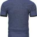 Mens Muscle Polo Shirts V Neck Slim Fit Short Sleeve Golf T-Shirts Contrast Collar Ribbed Knit Cotton Tee Shirt (XXL)