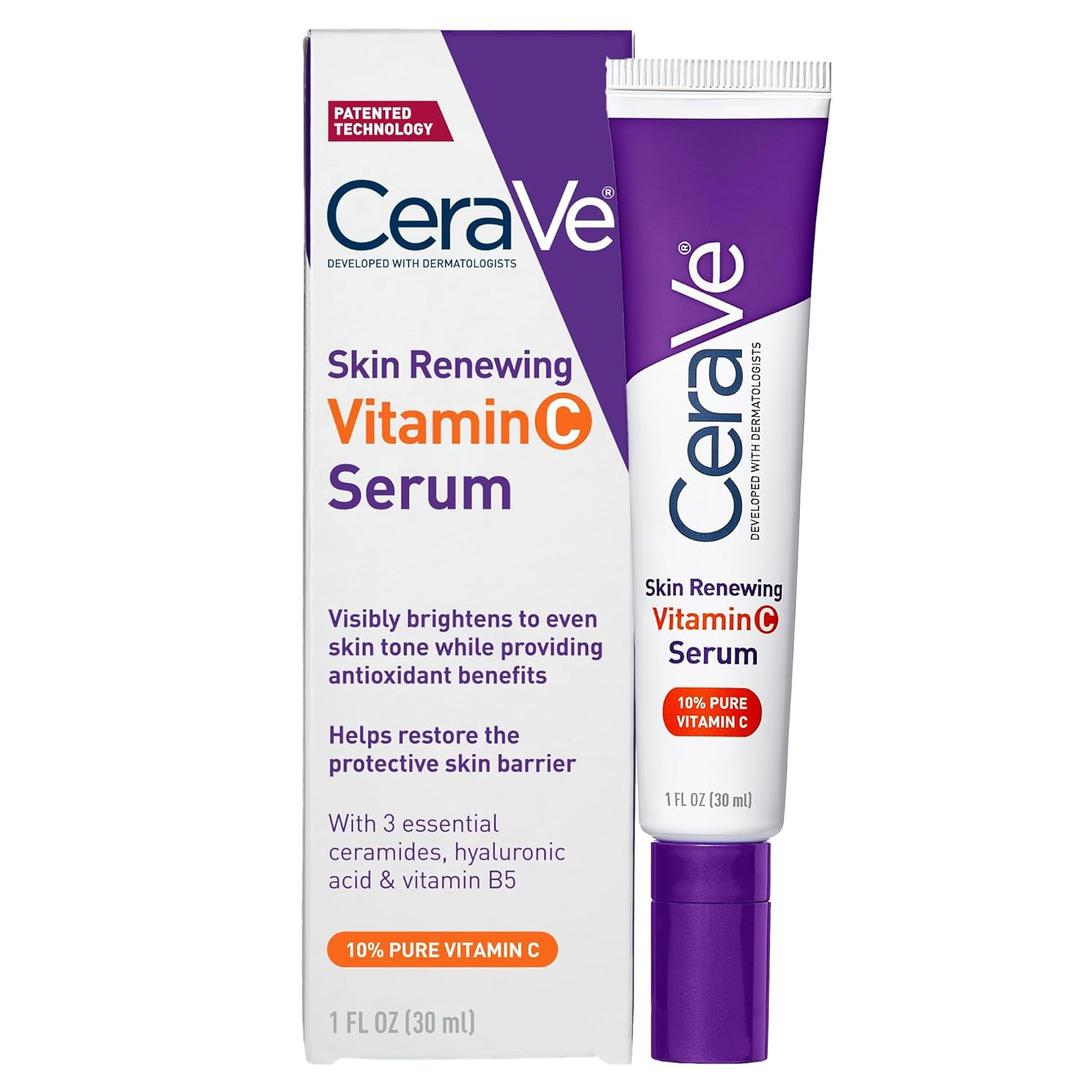 CeraVe Vitamin C Serum with Hyaluronic Acid, Skin Brightening Serum for Face with 10% Pure Vitamin C, Fragrance Free, 1 Fl. Oz (1 Fl Oz (Pack of 1))