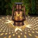 Solar Lantern Outdoor Hanging Vintage LED Waterproof Camping Light with Beautiful Graphics Landscape Decor for Yard,Patio,Porch,Lawn,Tabletop(02 - Hummingbird)