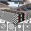 33 Pcs Race Car Party Decorations, Kids Party Decoration, Race Car Cups with Straws, Racing Checkered Flags, Racetrack Floor Runner and Racing Car Themed Tablecloths for Birthday Party Decoration