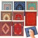 Kanayu 8 Pcs Persian Style Carpet Rug Mouse Pad Vintage Oriental Floral Mouse Pad Woven Rug Graduation Gift with Non Slip Rubber Base for Computer Laptop Desktop Table Decor(Floral)