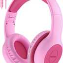 EarFun Kids Headphones Wired with Microphone, 85/94dB Volume Limit Headphones for Kids, Portable Wired Headphone with Shareport, Stereo Sound Foldable Headset for School/Tablet/Kindle Fuscia Pink