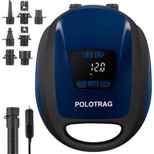 Polotrag Paddle Board Pump, SUP Electric Pump, Professional 20 PSI Portable Air Compressor with Auto-Off, Deflation Function and 12V DC Car Cigarette Lighter for Inflatables, Kayaks and Boats