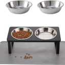Upgraded Elevated Cat Bowls with Food Mat+2Pack 5.5Inches Replaceable Bowl