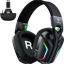 WESEARY Wireless Gaming Headset for Atari 2600 Accessories, PS5, PS4, PC, Mac, Switch, 2.4GHz + Bluetooth Over-Ear Gaming Headphones with ENC Mic, 3D Stereo, Dynamic LED Light